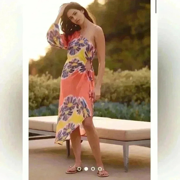 Anthropologie One-Shoulder Printed Midi Dress - Picture 3 of 10